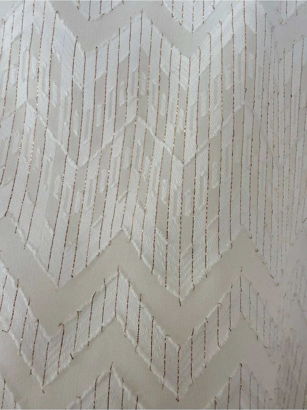 Wayf Cream Chevron-Texture Long Sleeve Blouse